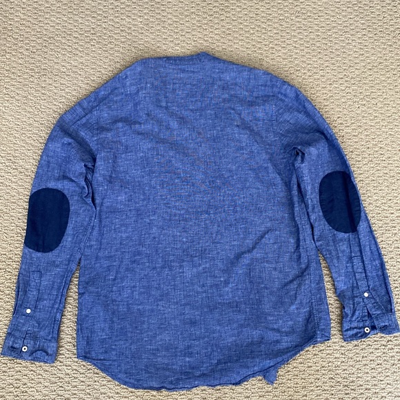 Zara men’s linen tab collar size L in blue - Picture 4 of 6